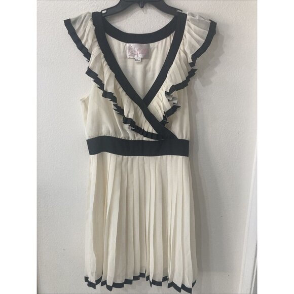 New Rory Beca Ivory Surplice Pleat Dress Casual New size M Party sleeveless - Picture 2 of 8